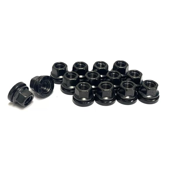 PinesC 32PCS M14x1.5 Flat Seat Lug Nuts 0.9" Tall 13/16" Hex Black OEM Factory Lug Nuts Compatible with F250 F350 F450 Super Duty Black M14X1.5