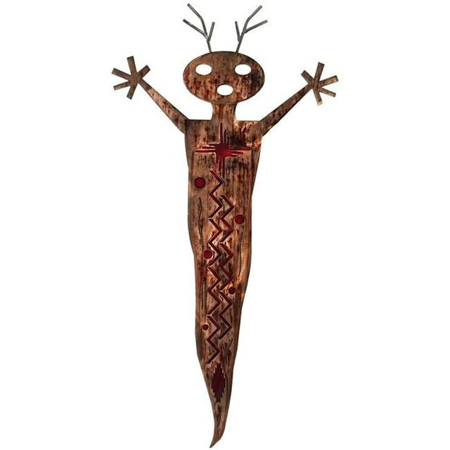7055 701748627800 Art Mural en Métal Chamane Extraterrestre - Rouge Bonbon