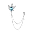 thumbnail image 3 of fenteer 2xSuit Brooch with Chain Alloy Crown Rhinestone Brooches for Coat Shirts and Blue, 3 of 8