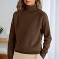 thumbnail image 5 of Turtleneck Sweaters for Women Long Sleeve Pullover Tops Lightweight Cozy Warm Knitted Jumper Winter, Coffee XL, 5 of 5
