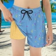 thumbnail image 3 of Boys Swim Trunks with Compression Liner Ice Cream Shorts Drawstring Quick Dry Swim Shorts for Boys Summer Beachwear, 3 of 5