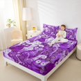 thumbnail image 3 of Manfei Cute Cat Queen Sheets, Tribal Rustic Kitten Queen Sheet Sets, Purple, 4pcs, 1 Flat Sheet, 1 Fitted Sheet and 2 Pillowcases, 3 of 6