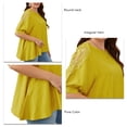 thumbnail image 4 of Camisa de manga corta de encaje de verano para mujer, camiseta holgada con dobladillo Irregular, Top informal con cuello redondo, amarillo XXL, 4 of 5