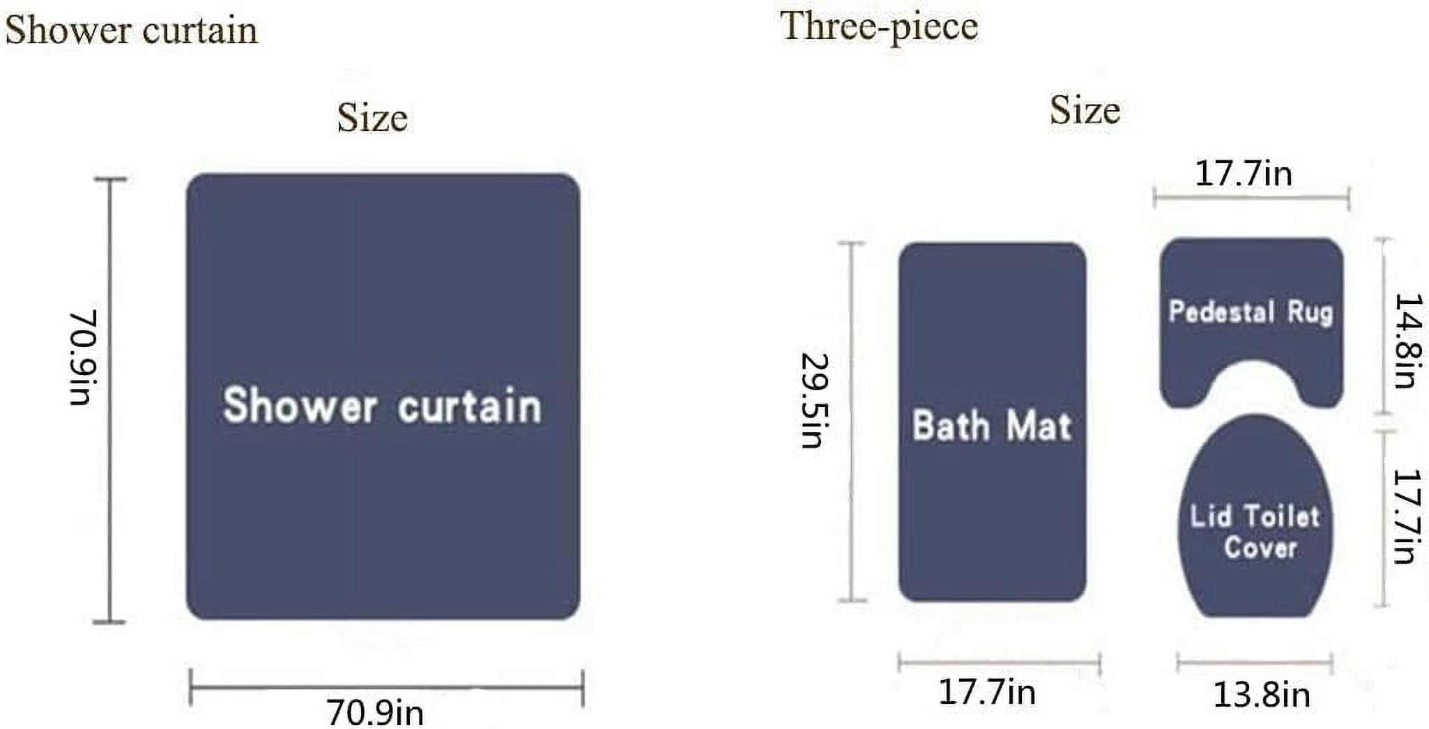 4PCS Mushroom Bathroom Shower Curtain Set with Rugs, Toilet Lid Cover and Bath Mat, Moon and Stars with 12 Hooks, Durable Bathroom Decor Set 701.9x70.9in