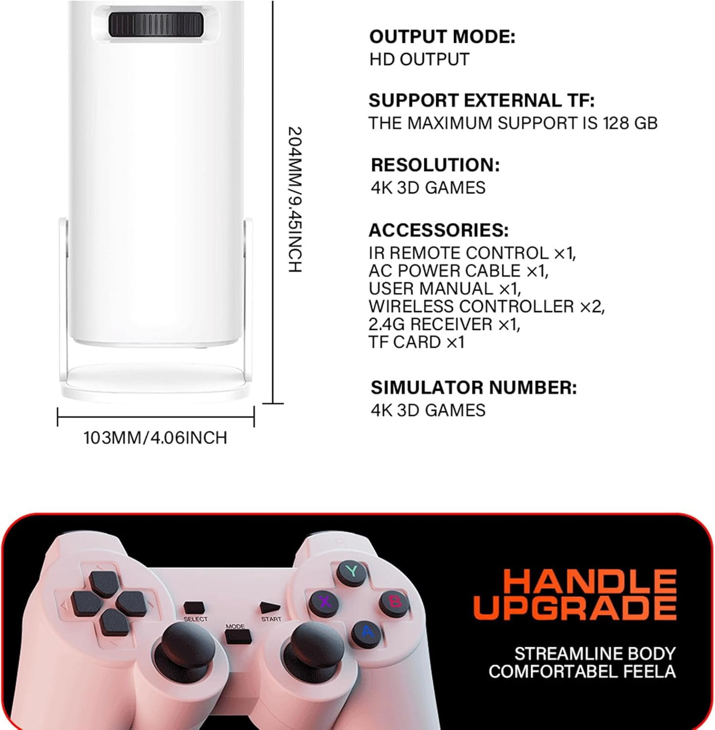 Kothab Retro Console Projector, Arcade Vision Projector, Smart Projector with Built in Apps and Games P30 Max, TV Projector for Indoor and Outdoor