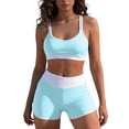 thumbnail image 6 of Busydd 3 Piece Swimsuits for Women Beach Fashion Colorblock Bathing Suits Round Neck Tanks Bras and Shorts Swim Suit L, 6 of 8