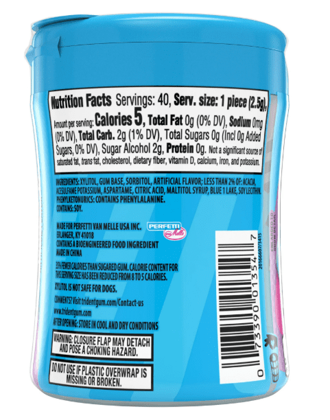 Trident Vibes Sugar Free Cotton Candy Gum 6 - 40 Piece Bottles