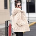 thumbnail image 3 of BAETEUY Winter Women Jacket - Thick Plush Faux Rabbit Fur Mid Length Hooded Coat, 3 of 8