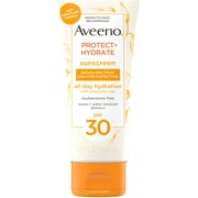 4 Pack - Aveeno Protect + Hydrate Moisturizing Body Sunscreen Lotion with Broad Spectrum SPF 30 & Prebiotic Oat, Weightless, 3 fl. oz