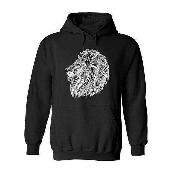 Zentangle Lion Head Side View Hoodie Women -Image by Shutterstock, Female Large