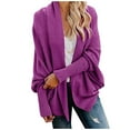 thumbnail image 2 of Ikevan Women Long Sleeve Knit Winter Cardigan Sweater Solid Color Coat Hot Pink 4(One size), 2 of 6
