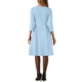 thumbnail image 3 of INSPIRE CHIC Women's Dress Solid Color Sweetheart Neck 3/4 Sleeve A-Line Cocktail Dress M Light Blue, 3 of 5