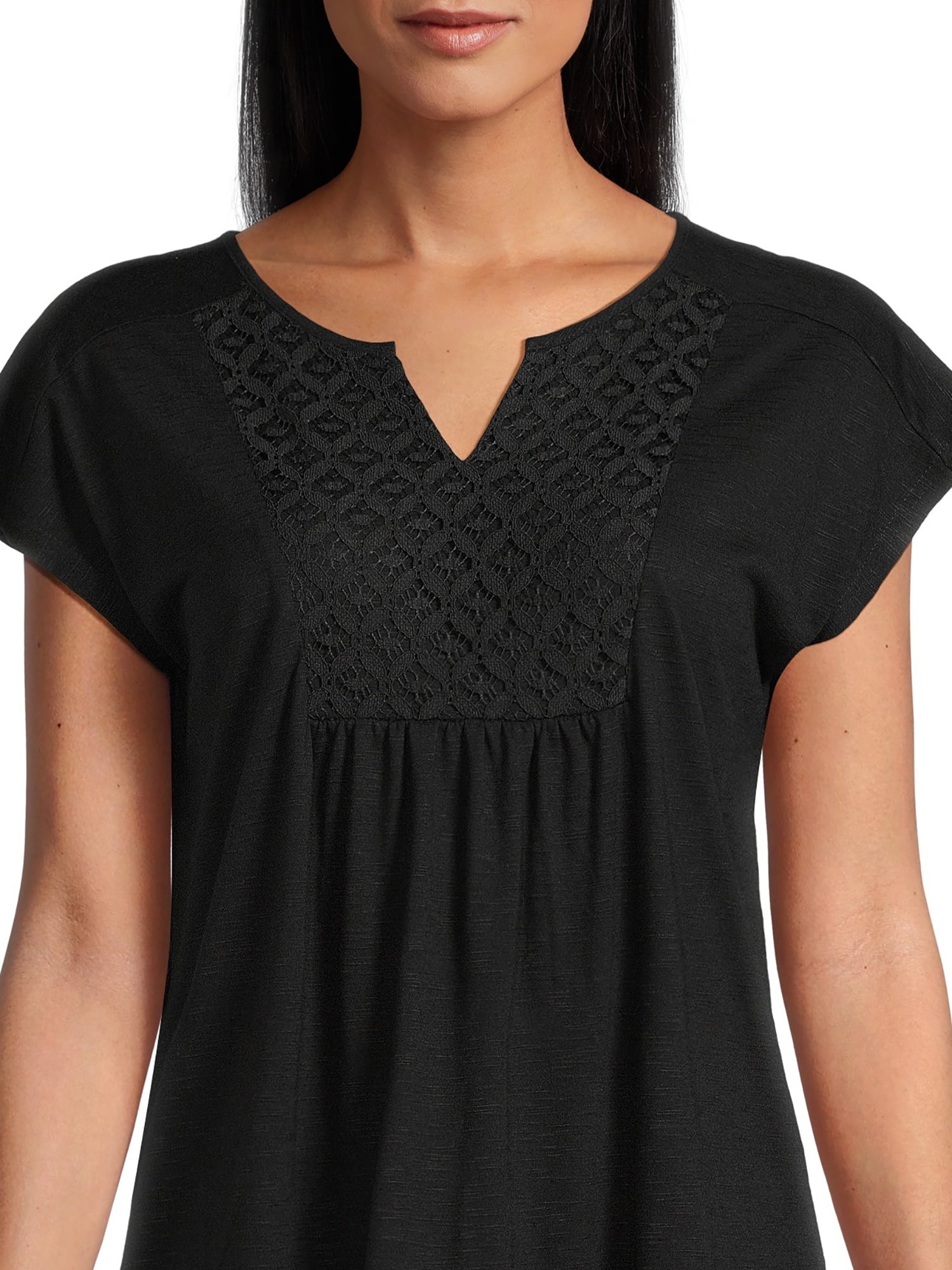 Real Size Women's Crochet Bib Tunic Top, Women's and Women's Plus XS-4X