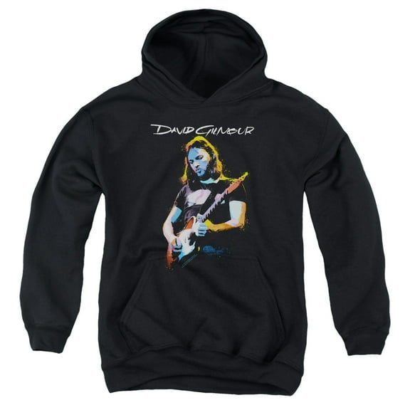 Trevco Sportswear PERRY105-YFTH-4 David Gilmour Guitar Gilmour Youth Hooded Sweatshirt, Black - Extra Large