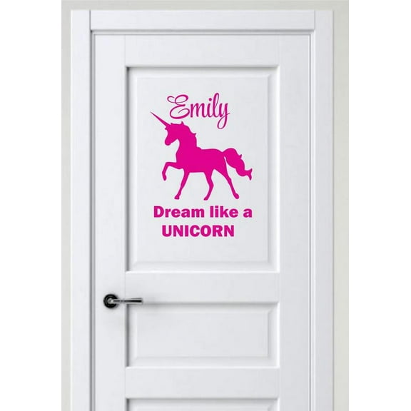 Personalized Name Vinyl Decal Sticker Custom Initial Wall Art Personalization Decor Girls Unicorn Dream Like a Unicorn Quote Children Bedroom 10 Inches X 12 Inches