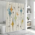 thumbnail image 5 of Blue Yellow Diamond Shower Curtain, Waterproof Shower Curtains for Bathroom, Modern Geometric Middle Century Beige Washable Fabric Bathtub Curtain Set Bath Decor with 12 Hooks Stall 36"x72", 5 of 5