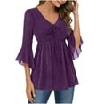 thumbnail image 1 of BLVB Sparkly Tops for Women Ruffle 3/4 Sleeve V Neck Double Layers Mesh Blouses Loose Fit Flowy Tunic Tops Spring Shirts, 1 of 7