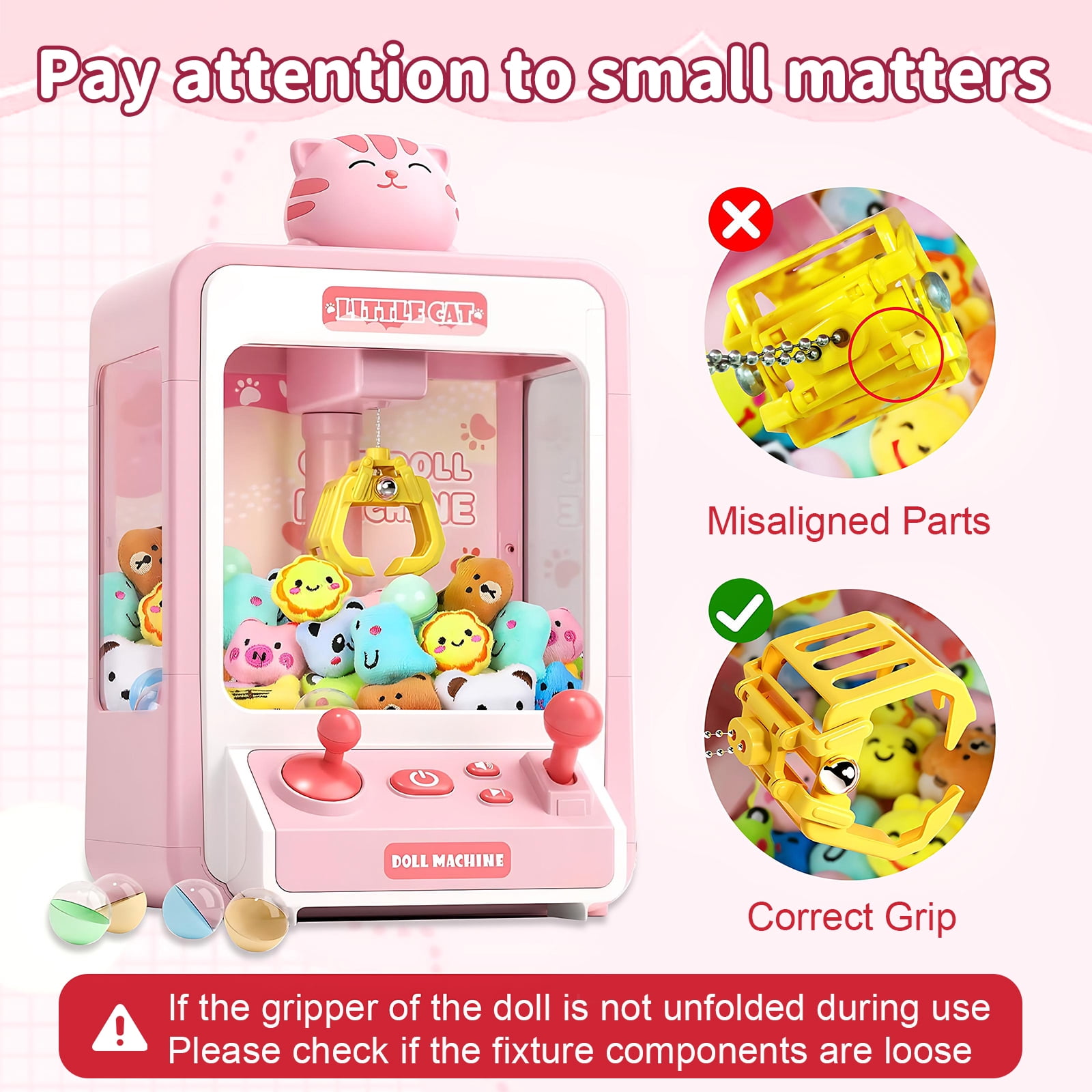 Sunforu Claw Machine ,Candy Vending Prize Machine Dispenser with LED Light & Adjustable Sound,Christmas Birthday Gift for Boys Girls Age 3+