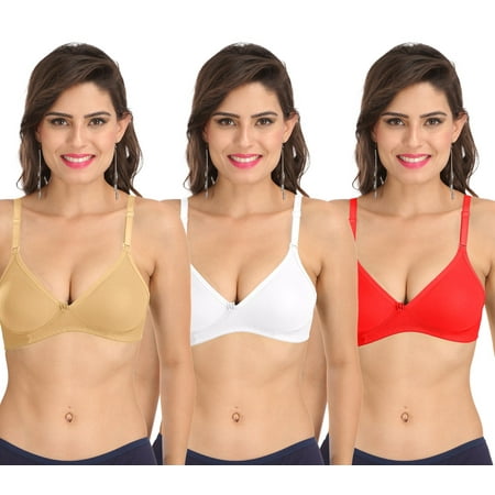

Ossirrio Women s Everyday Non Padded Non Wired 3/4th Coverage T-Shirt Bra with Free Transparent Strap