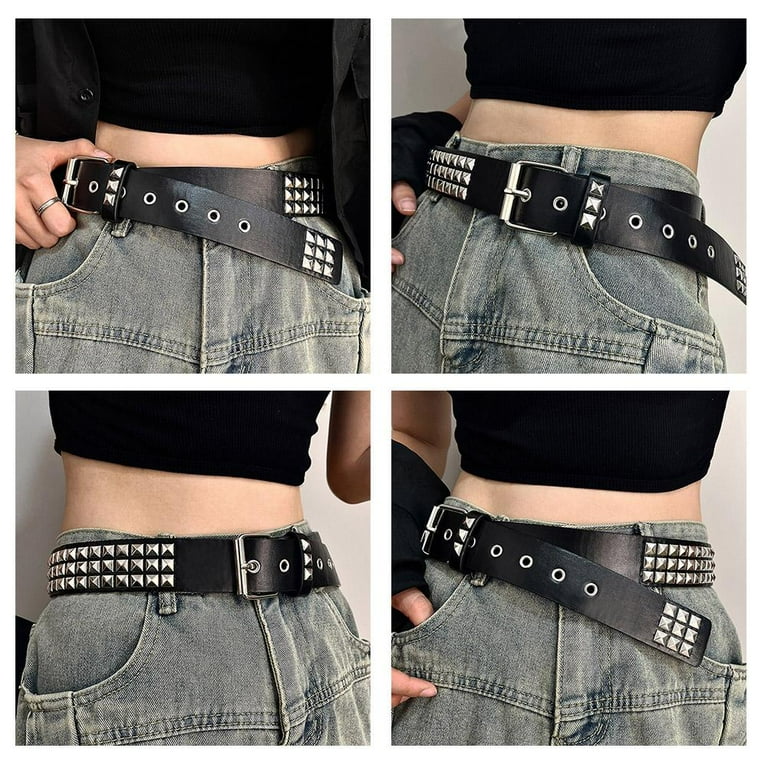 Black Square Beads Square Beads Rivet Belt Metal Pyramid  display picture 2