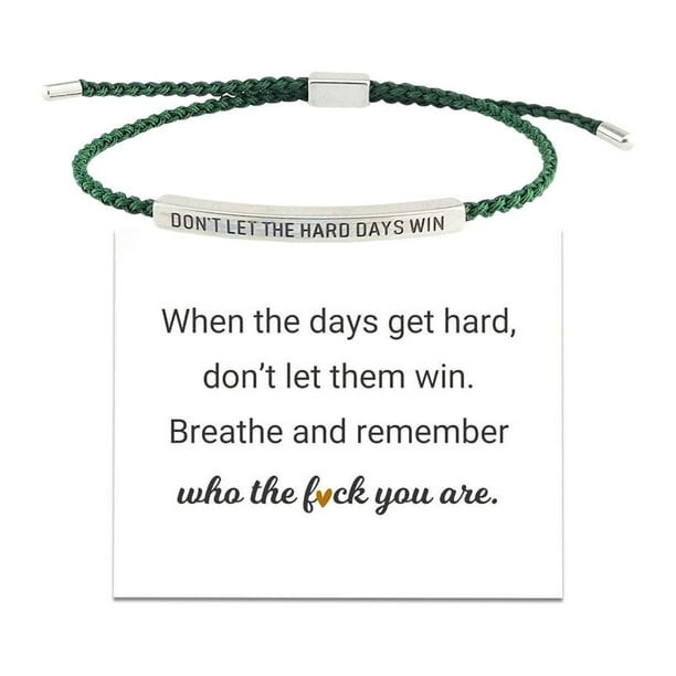 SGACAI WSRRDRECVHi Don't Let The Hard Days Win Pulsera para mujer, pulsera ajustable con cuerda trenzada grabada, pulsera de tubo motivacional, pulseras inspiradoras, regalos de joyería para mujere