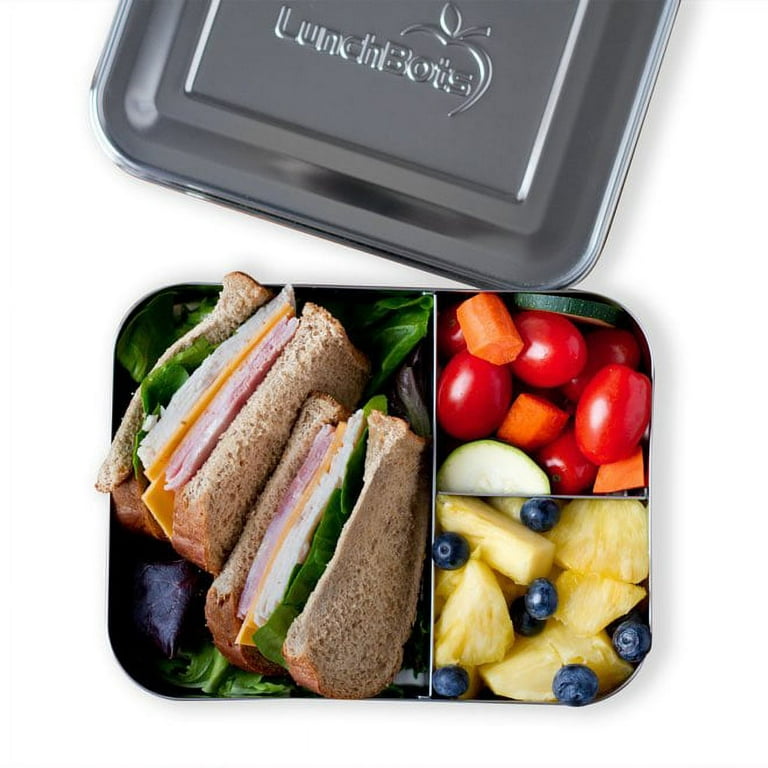  LunchBots Stainless Steel Salad Bowl with Click On Lid Lunch  Containers Reusable Lunch Container with a 3 Cup Capacity - 24oz, Navy Blue  Lid: Home & Kitchen
