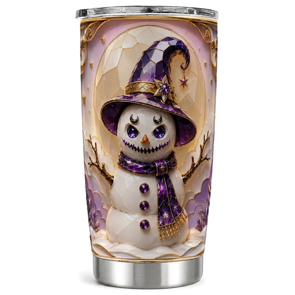 Witch Snowman Tumbler 20oz, Halloween Tumbler, Stainless Steel Travel Cup