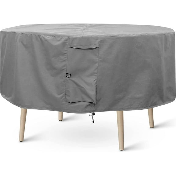 Round Patio Table Chair Set Cover Durable Water Outdoor Furniture Cover (Grey, Small 60" Diameter)
