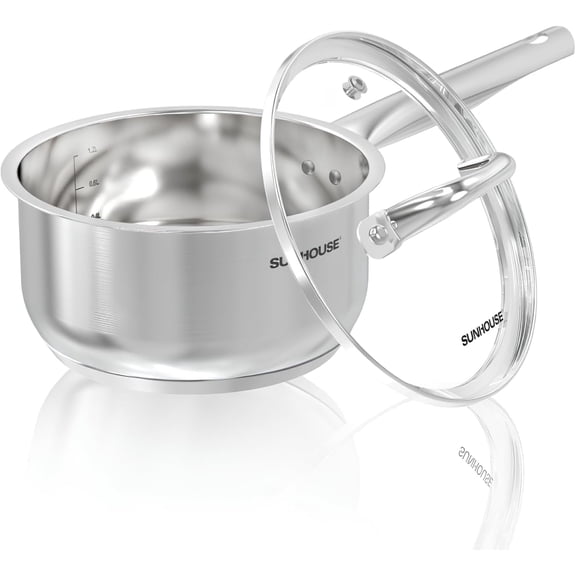 SUNHOUSE – 1.5 Quart Stainless Steel Saucepan with Lid