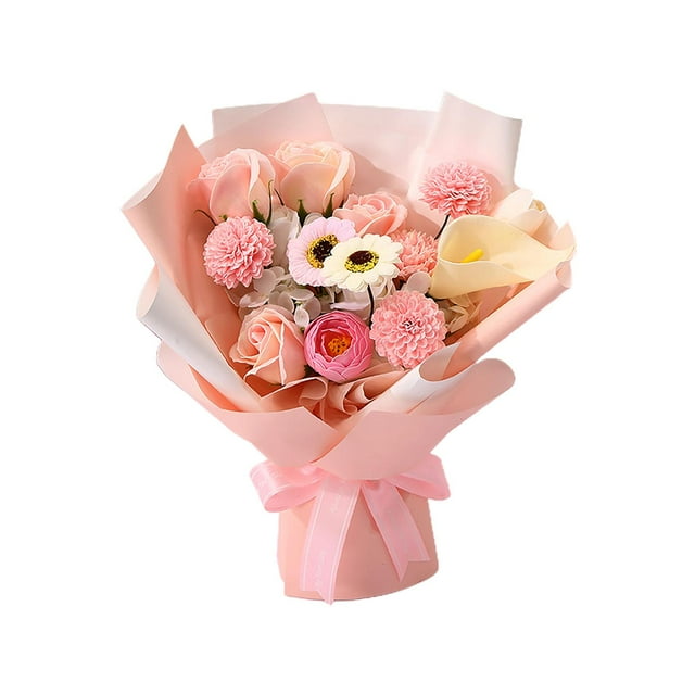 Ramo de flores de jabón artesanal, flores artificiales para fiestas, festividades y ceremonias. Rosa