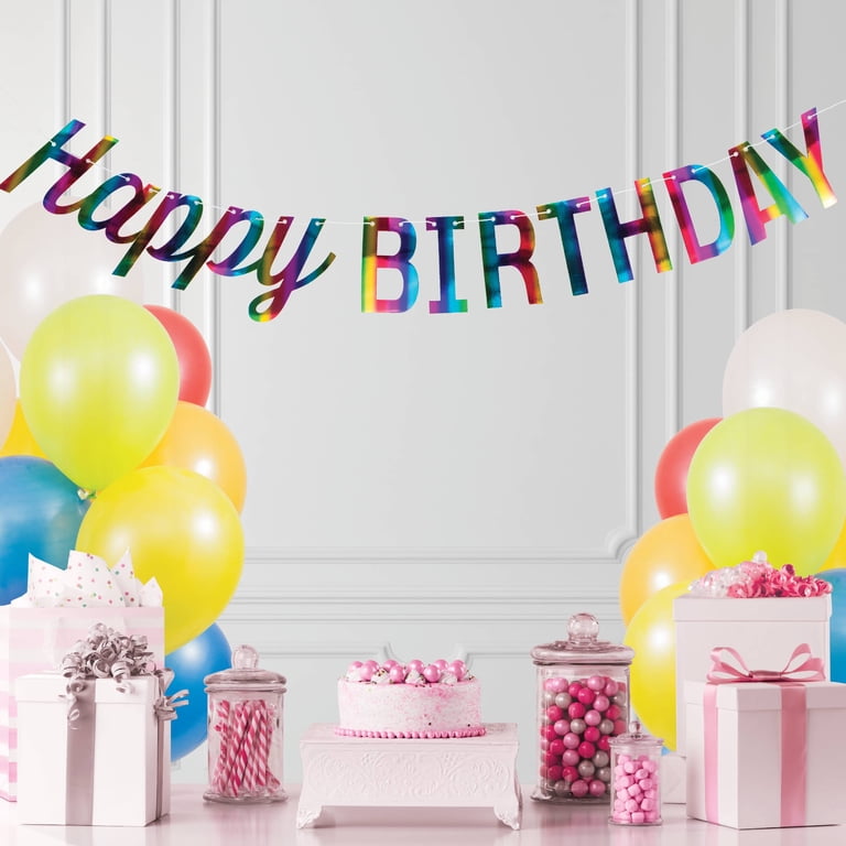 Creative Converting Rainbow Birthday Banner - 7 Foot Happy Birthday Flag Party Decor