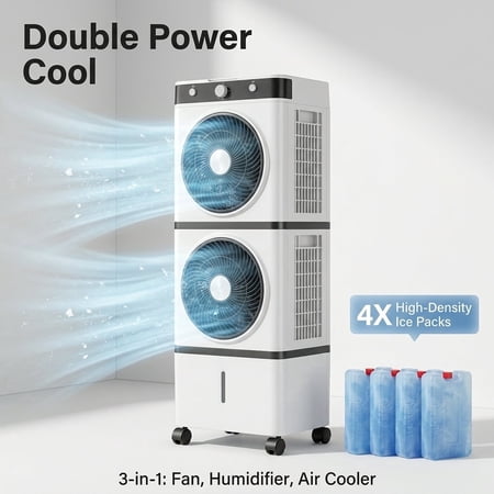 3-Speed Evaporative Air Coolers for Room, Office, Garage, Indoor, Outdoor Use
