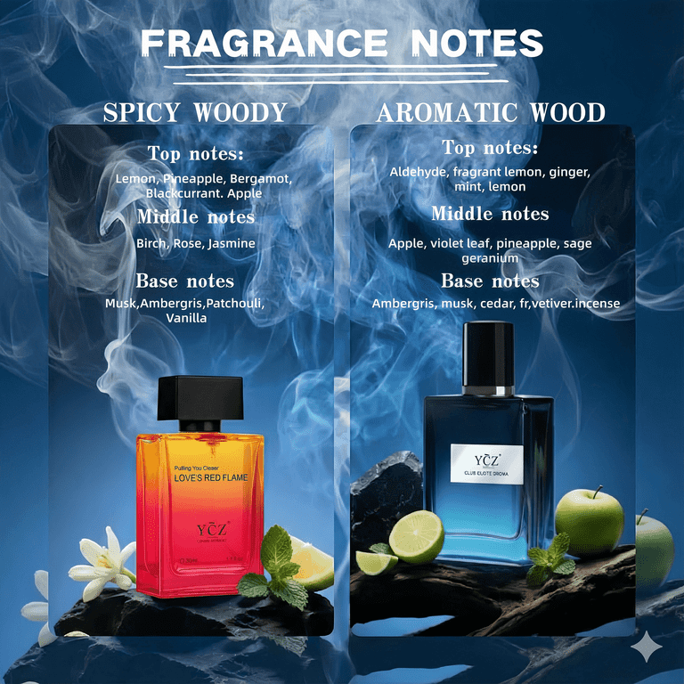 YCZ 2-Pack Men's Cologne Set, Long Lasting Eau de Toilette for Men