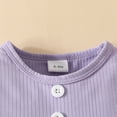 thumbnail image 6 of Durtebeua Outfits for Girls 3Pcs Newborn Infant Baby Girls Fall Outfits Long Sleeve Romper + Pants+Headband Clothes Purple,6-9 Months, 6 of 6