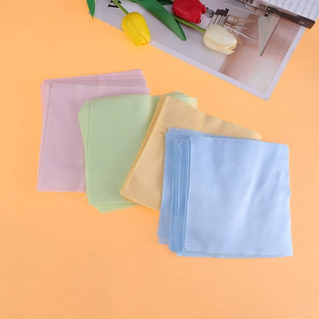 LEEYNEER 100Pcs Eyeglasses Cleaning Cloth Microfiber Cleaning Cloths for Eyeglasses Camera Lens Cell Phones ( Colors)