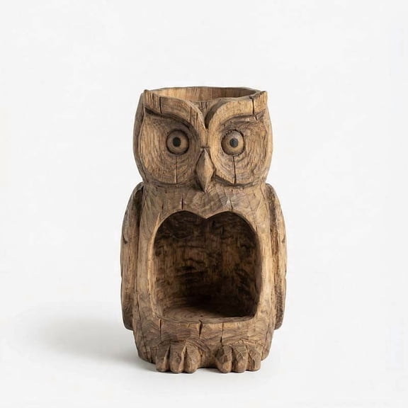Zznnkj Resin Owl Bird Feeder, Rustic Decorative Wild Bird Food Holder Food Container Hummingbird Feeders for Outdoor Garden, Patio, Backyard