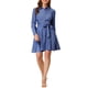 thumbnail image 1 of INSPIRE CHIC Vestido de Camisa de Manga Larga con Botones y Cinturón de Lunares para Mujeres XS Azul, 1 of 6