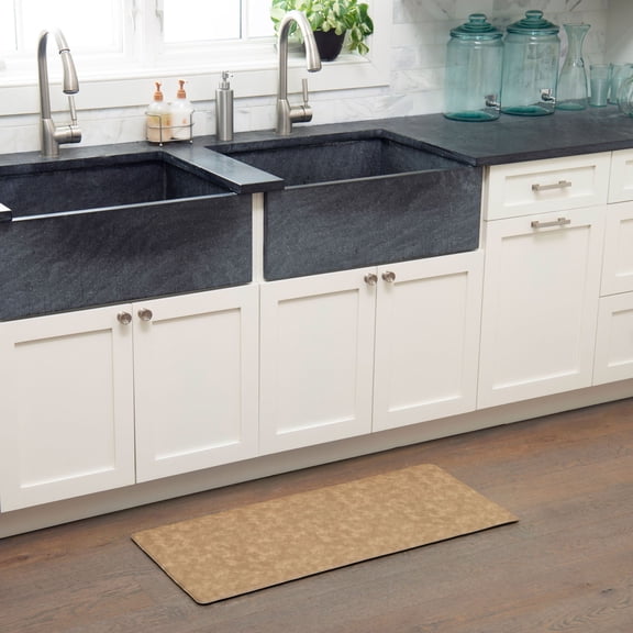 Home Dynamix Trenton Solace Traditional Diamond Textured Kitchen Mat, Beige, 17"x32"