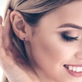 thumbnail image 5 of 0.48Ct Brilliant Round Cut Hoop Natural Amethyst 18K White Solid Solid Gold Everyday Dainty Earrings Lever Back, 5 of 7