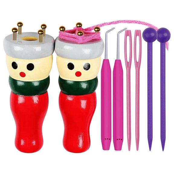 French Knitter Tool 2 Pack, Wooden Knitting Set Spool Knitting Doll Knitting Toy for Making Bracelets, Etc