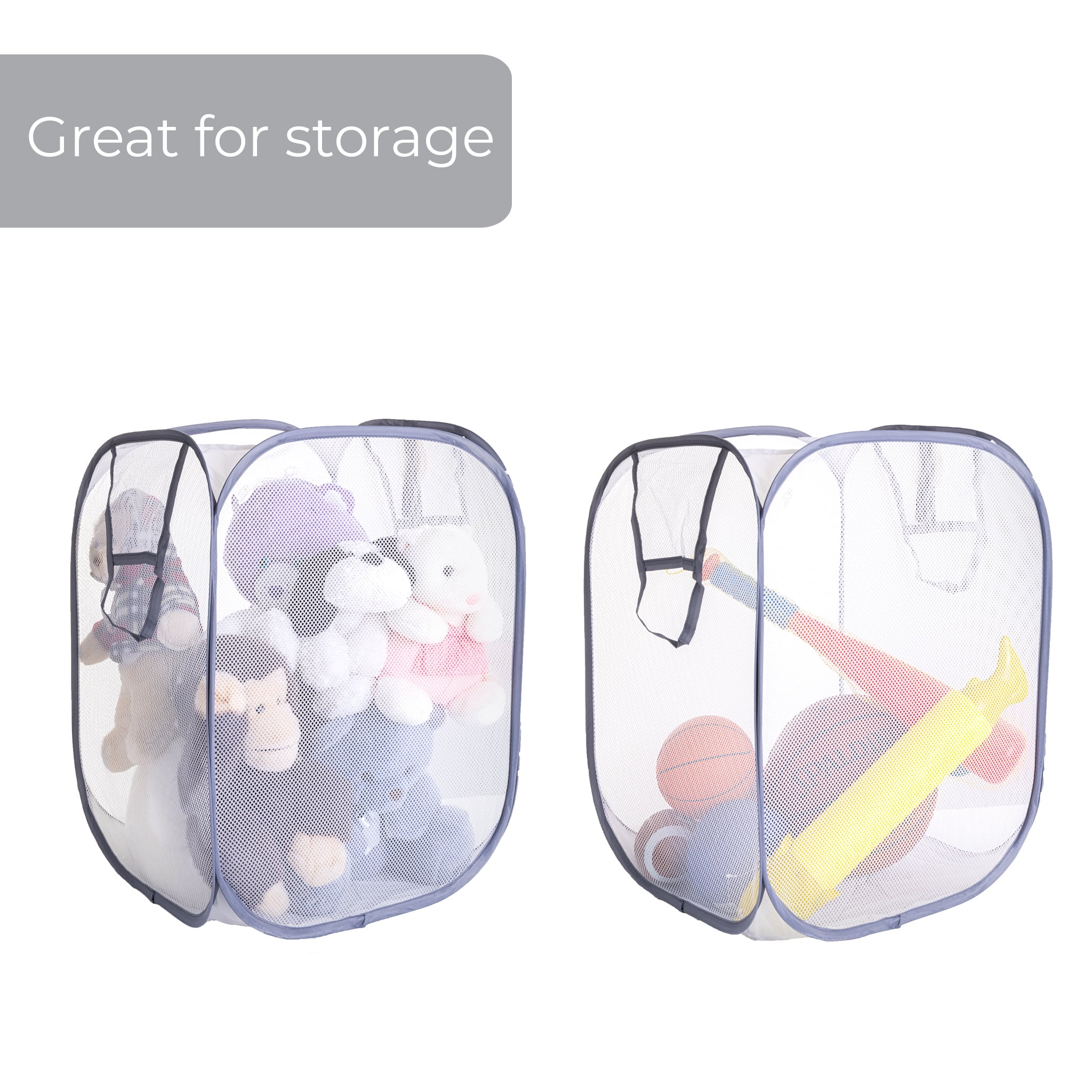 Mainstays Jumbo Mesh Pop-Up Laundry Hamper, White with Grey Trim