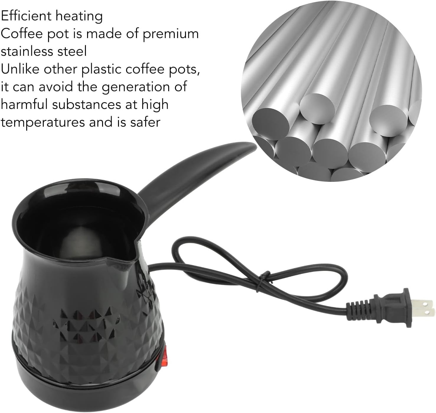 DJH-Electric Percolator Coffee Pot, Stainless Steel Coffee Maker with Keep Warm, Insulated Coffee Carafe Pitcher with Removable Handle, Easy Pour Spout-1