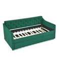 thumbnail image 5 of Velvet Upholstered Daybed with Trundle, Twin Size Sofa Bed with Waved Shape Arms, Modern Daybed Sofa for Bedroom Living Room, Green, 5 of 7