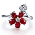 thumbnail image 2 of Unique Mind Blowing Flower Design 1.50 Carat Oval Shape Red Ruby Engagement Ring On 10K White Gold, 2 of 2