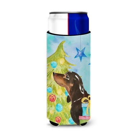 

Carolines Treasures BB9405MUK Black and Tan Dachshund Christmas Michelob Ultra Hugger for slim cans Slim Can