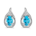 thumbnail image 1 of 10k White Gold Oval Blue Topaz And Diamond Earrings, 1 of 1