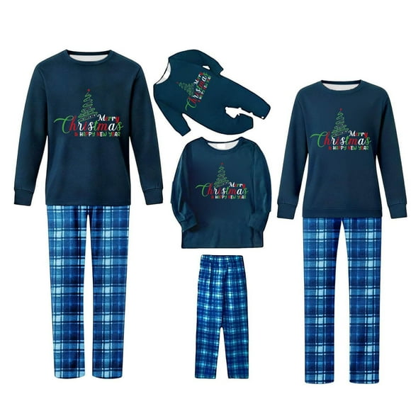 Zhanying Christmas Pajamas Matching Sets 2 Piece Pjs Clothes Set Outfits for Couples Family Jammies Matching Holiday Pajamas for Couples Matching Family Pjs Dark Blue