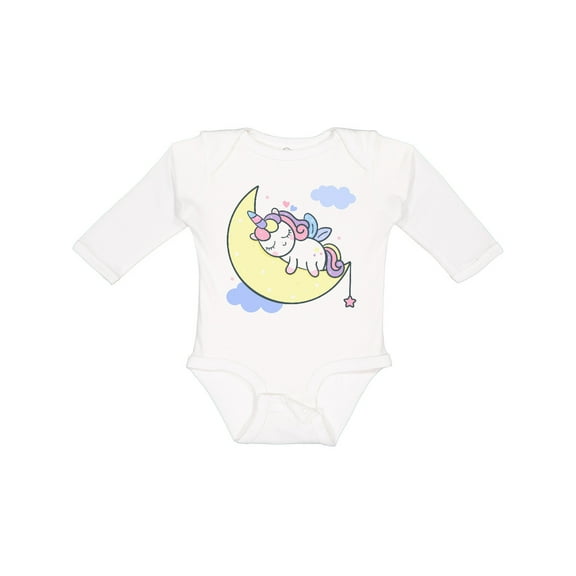 Inktastic Unicorn Moon Girls Long Sleeve Baby Bodysuit