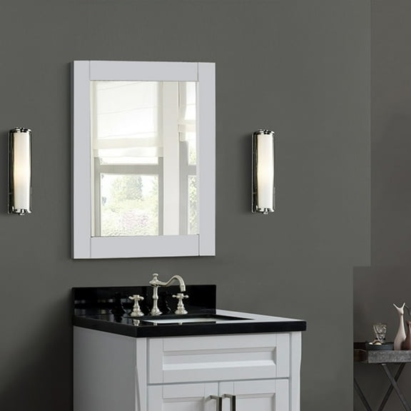 28" WOOD FRAME MIRROR IN WHITE