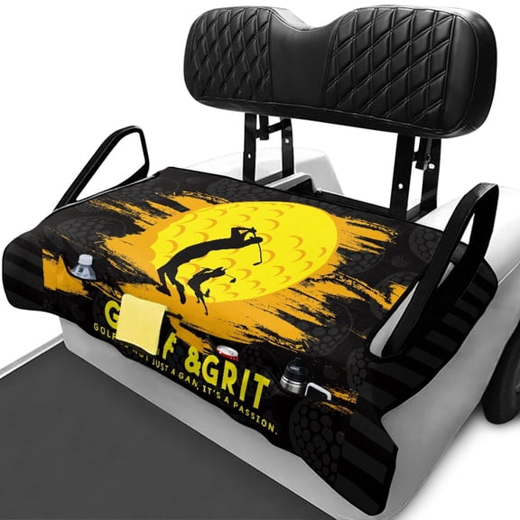 chaqlin Golf & Grit Silhouette Print Golf Cart Seat Covers Washable, with Pockets Golf Cart Seats Cushion Fit for Club Car
